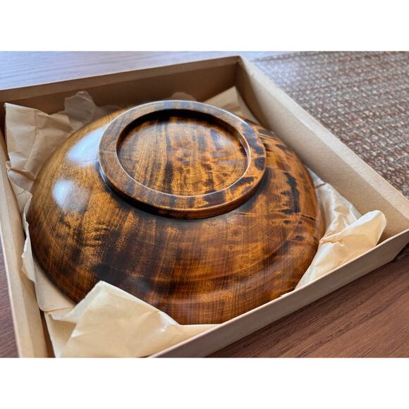 [Like New] Vintage Japanese Large Wooden Plate, hand-carved, urushi finish - Picture 11 of 15